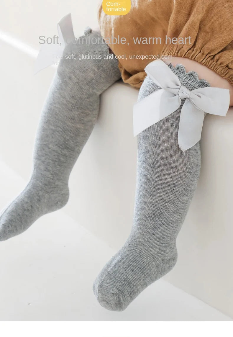 Calcetines de bebé con lazo grande para niñas, calcetines de princesa para estudiantes, calcetines de algodón para niños y niños pequeños, accesorios para bebés, ropa para recién nacidos