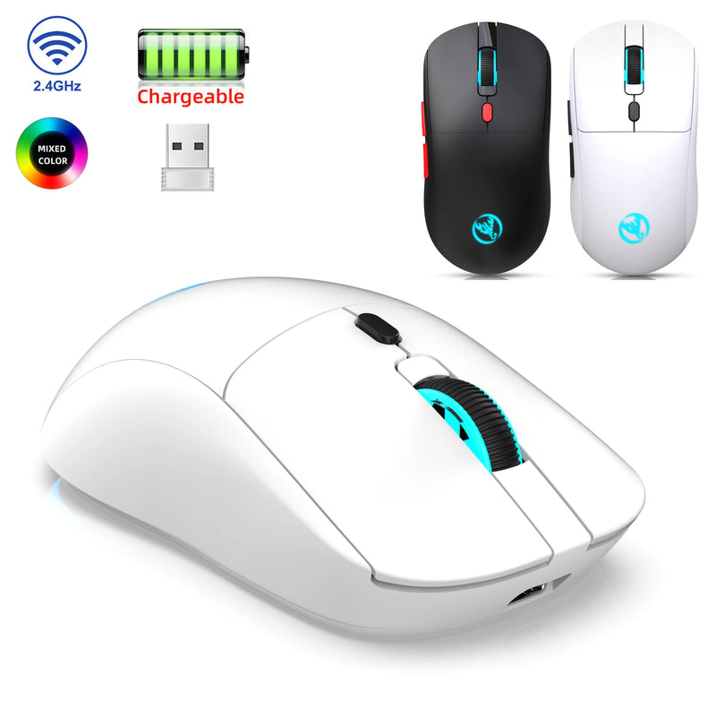 Rechargeable 2.4G USB Wireless Mouse  Adjustable 3600dpi 7 Colors RGB Comfortable Mice for Home Office Laptop Computer Gamer