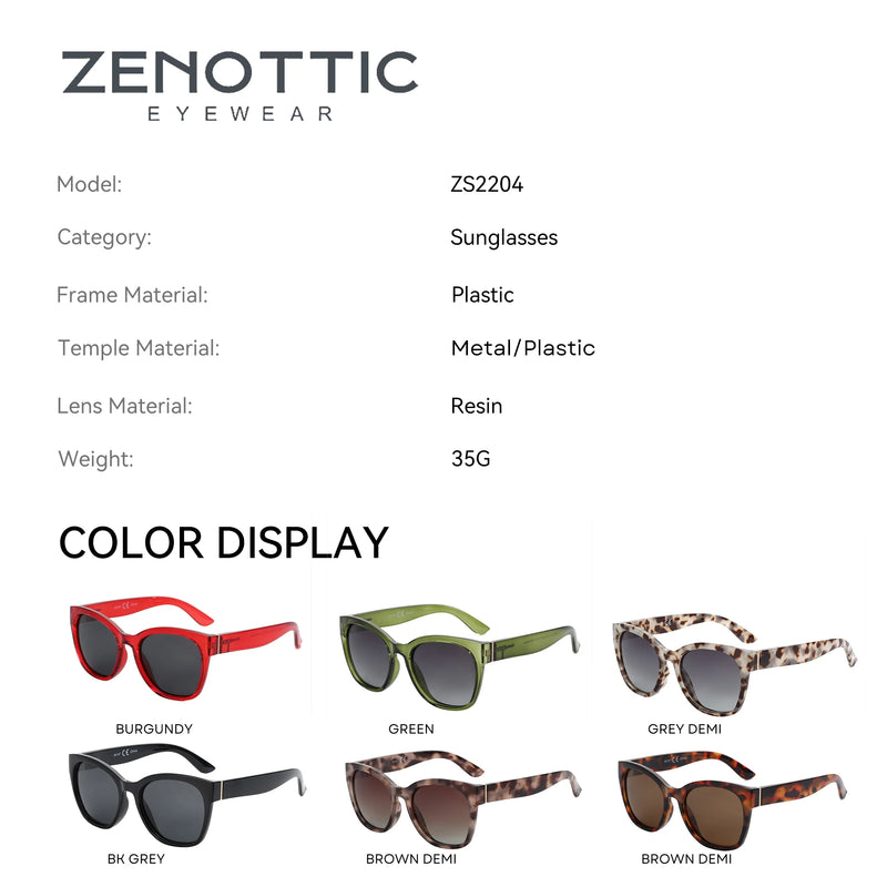 ZENOTTIC 2024 Gafas de sol polarizadas originales con montura de mariposa gruesa para mujer, gafas de sol con protección UV400, estilo ojo de gato