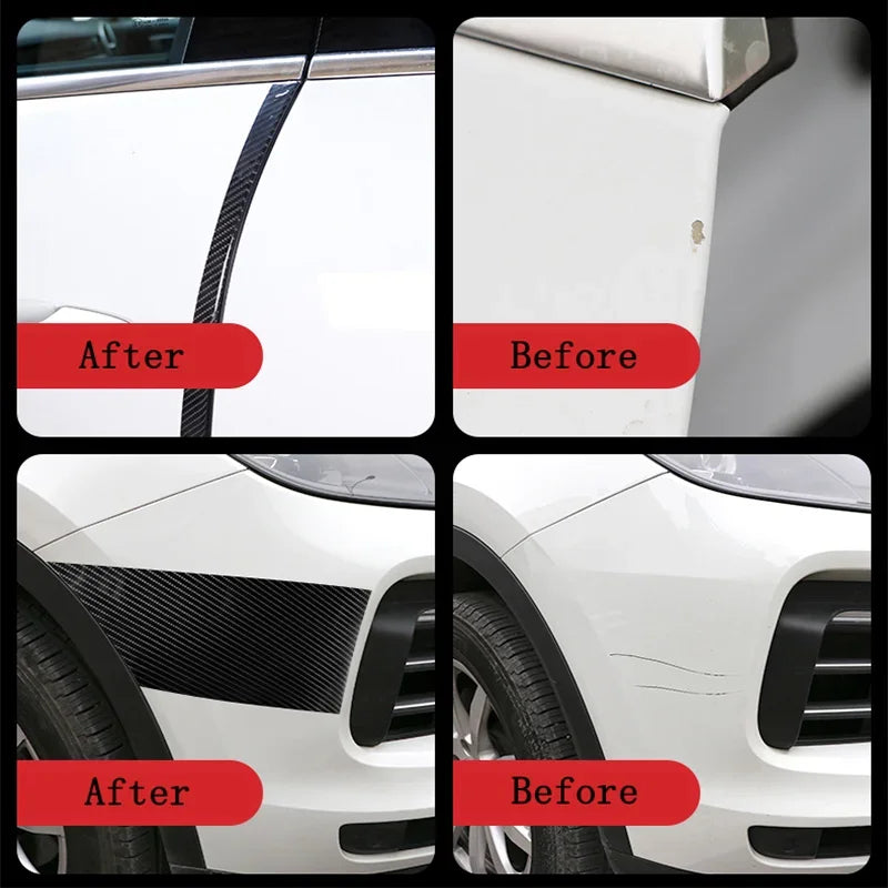 1M 3D Carbon Fiber Car Sticker DIY Paste Protector Strip Auto Door Sill Side Mirror Anti Scratch Tape Waterproof Protect Film