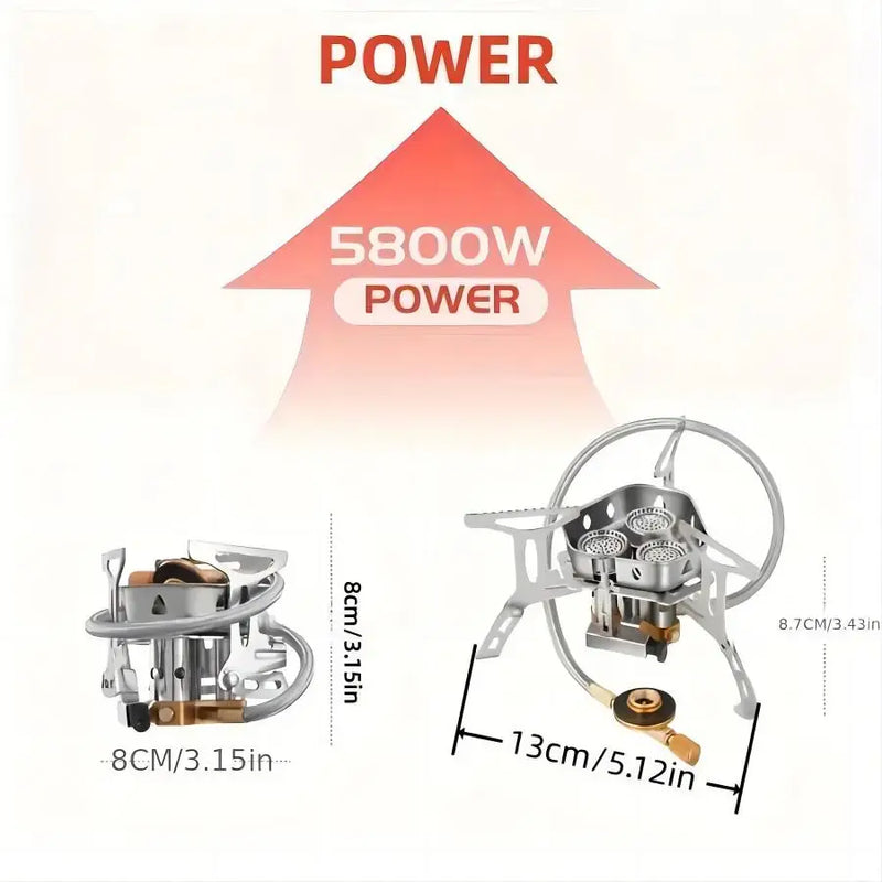 Estufa de gas para campamento a prueba de viento de 3800 W con adaptador para bidón de combustible, quemador plegable portátil para mochileros al aire libre, senderismo, picnic