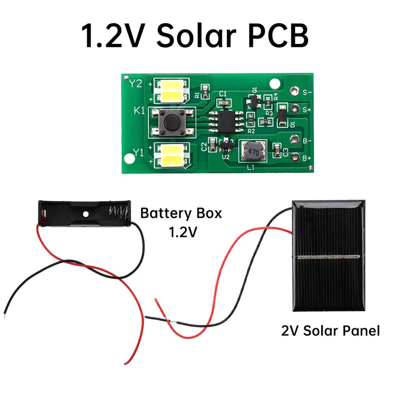 1.2V Bi-Color White + Warm Solar Light Circuit Board Solar Lawn Light Solar Fence Light Source Board Control Light Board DIY Kit