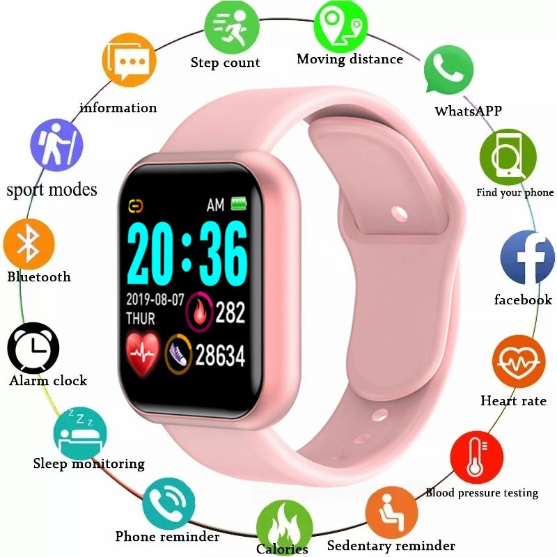 Reloj inteligente multifuncional para hombres y mujeres, con Bluetooth, teléfono conectado, pulsera deportiva para música y fitness, monitor de sueño, reloj inteligente Y68 D20