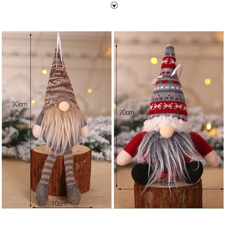 Christmas Plush Gnomes Doll Xmas Tree Hanging Mini Santa Claus Gnomes Pendant Christmas Swedish Home Decoration Lovely Doll Gift