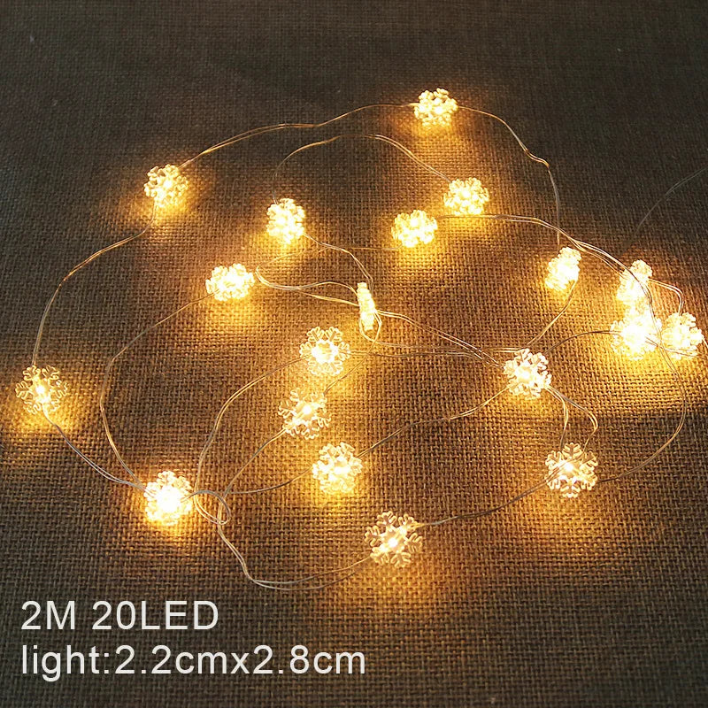 2m 20leds Christmas LED String Lights Santa Claus Snowflakes Snowman Xmas Tree Fairy Lights Garland Christmas Home Decorations