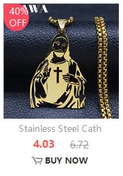 Catholic Virgin Mary Medal Our Lady of Guadalupe Pendant Necklace for Women Men Gold Color Stainless Steel Male Chain Jewelry