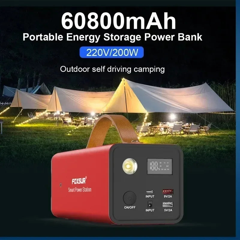 200Wportablepower bank large capacity lithium iron phosphate battery solar generator outdoor campingtravelemergency power supply