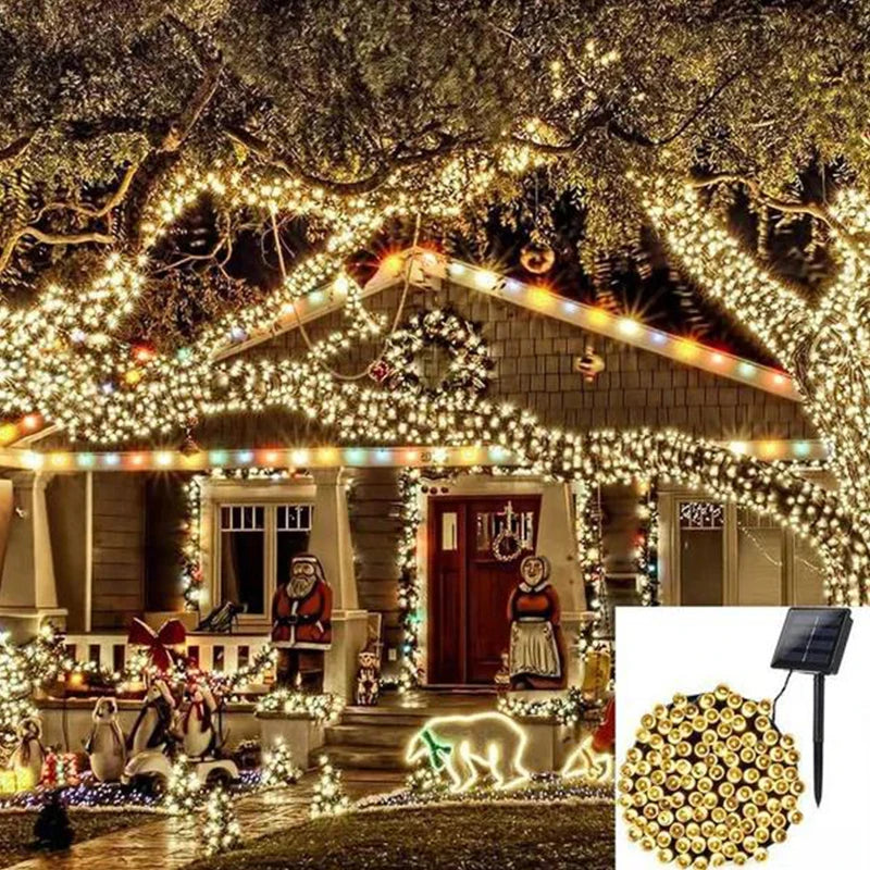 1Pack Solar String Light Fairy Garden Waterproof Outdoor Lamp 6V Garland For Christmas Xmas Holiday Party Home Decoration