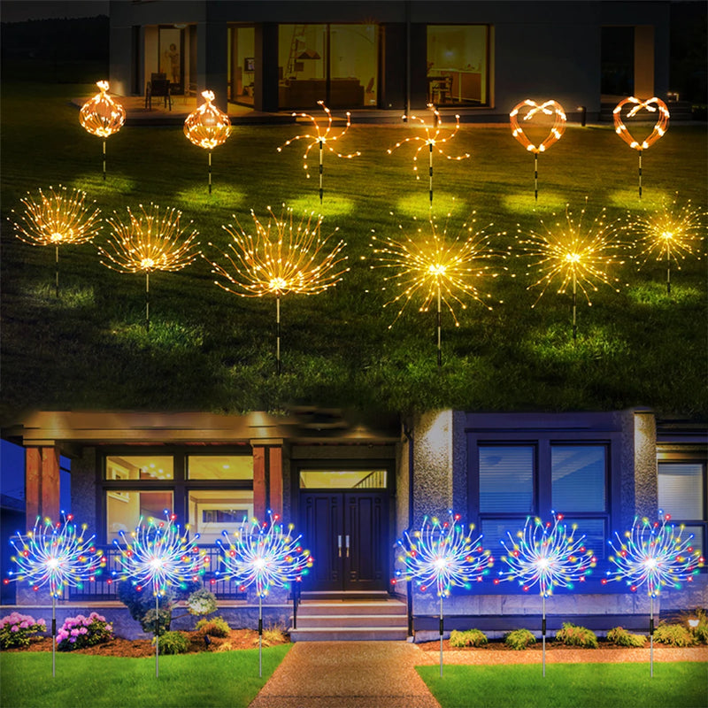 420LED Solar Firework Lights Outdoor IP65 Waterproof 300/200/60LED Solar Garden Flower Lights 1 Pack With 8 Lighting Modes Light