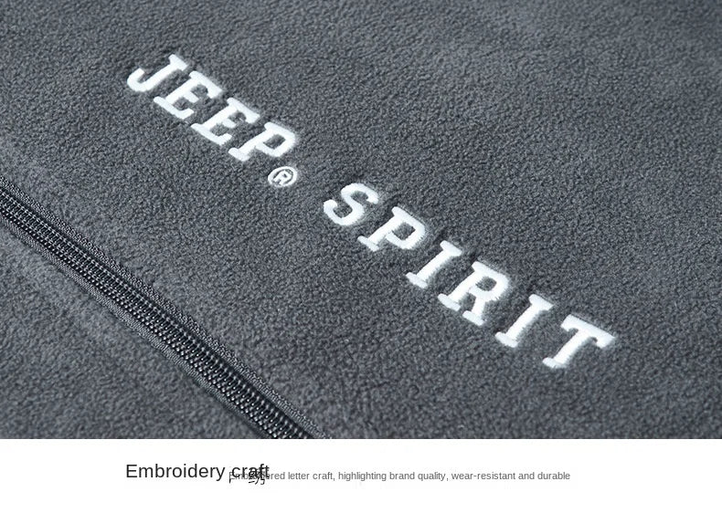 JEEP SPIRIT, chaqueta informal de forro polar para hombre, para exteriores, sencilla, de moda para otoño/invierno, además de chaqueta bordada con cuello alto y cálida de terciopelo, nueva