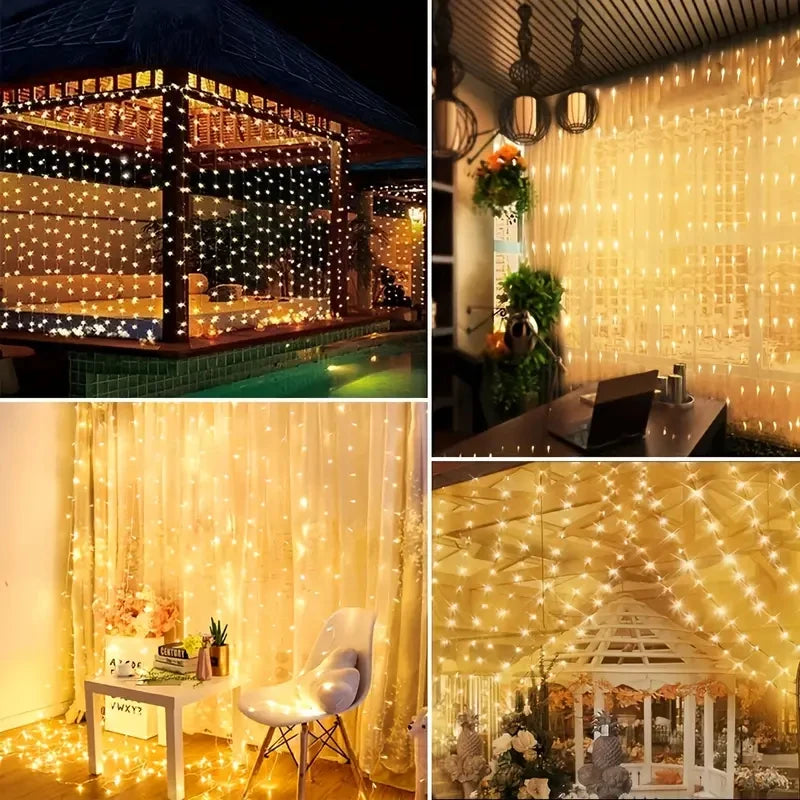 1 paquete de luces LED para cortina con control remoto USB de 8 modos, para bodas, hogar, fiestas, ventanas, paredes, decoraciones de Halloween y Navidad