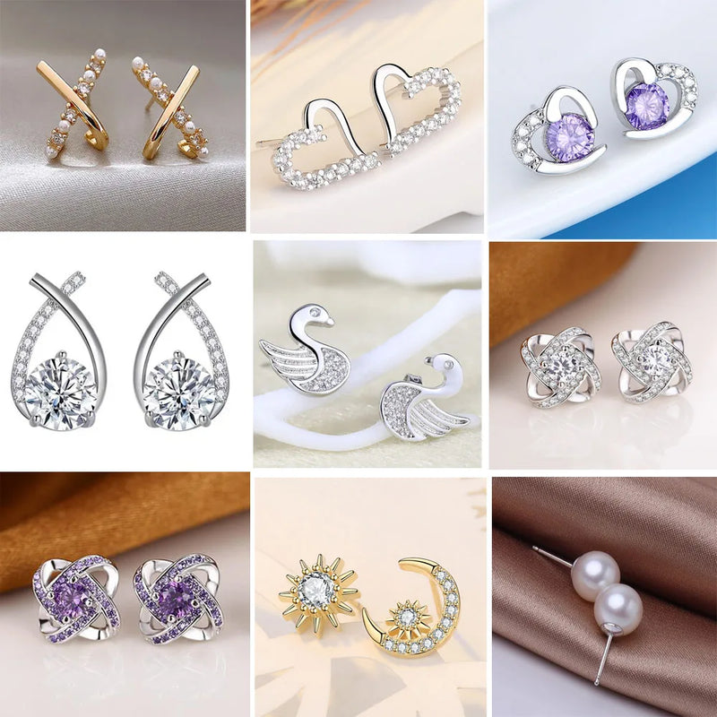 Pendientes de plata de ley 925 con circonitas de alta calidad para mujer, accesorios de joyería fina para bodas, regalo