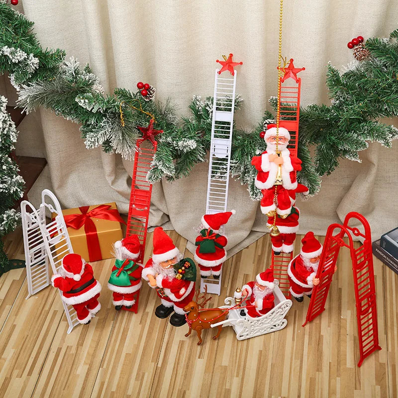 2024 Santa Claus Climbing Rope Electric Climbing Ladder Music Santa Claus Climbing Beads Santa Claus Music Electric Doll Decor