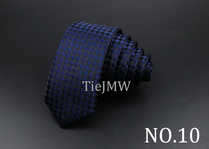 Men's Classic Skinny Stripe Necktie Red Navy Blue Ties Jacquard Woven Solid Plaid Dots Tie Daily Wear Cravat Wedding Party Gift