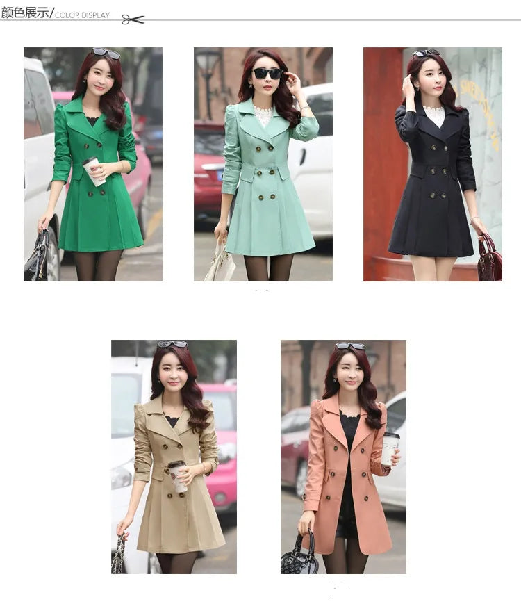 Trench Coat Women Double-Breasted Trenchcoat Lace Female Autumn Casual Coats Windbreaker Outwear  Raincoat Streetwear