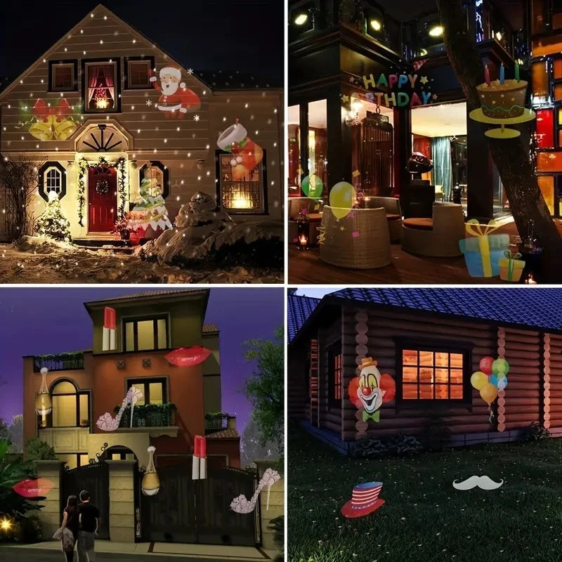 1pc-Christmas Storm 16 Pattern Rotating Projection Lamp Indoor Christmas Decoration