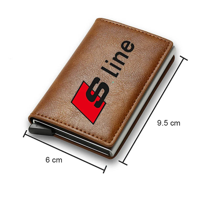 Carbon Fiber Leather Rfid Card Holder Pocket Men Wallets Money Bag For Audi Sline A1 A3 A4 A5 A6 A7 A8 Q8 TT S1 S3 RS5 RS6 RS7