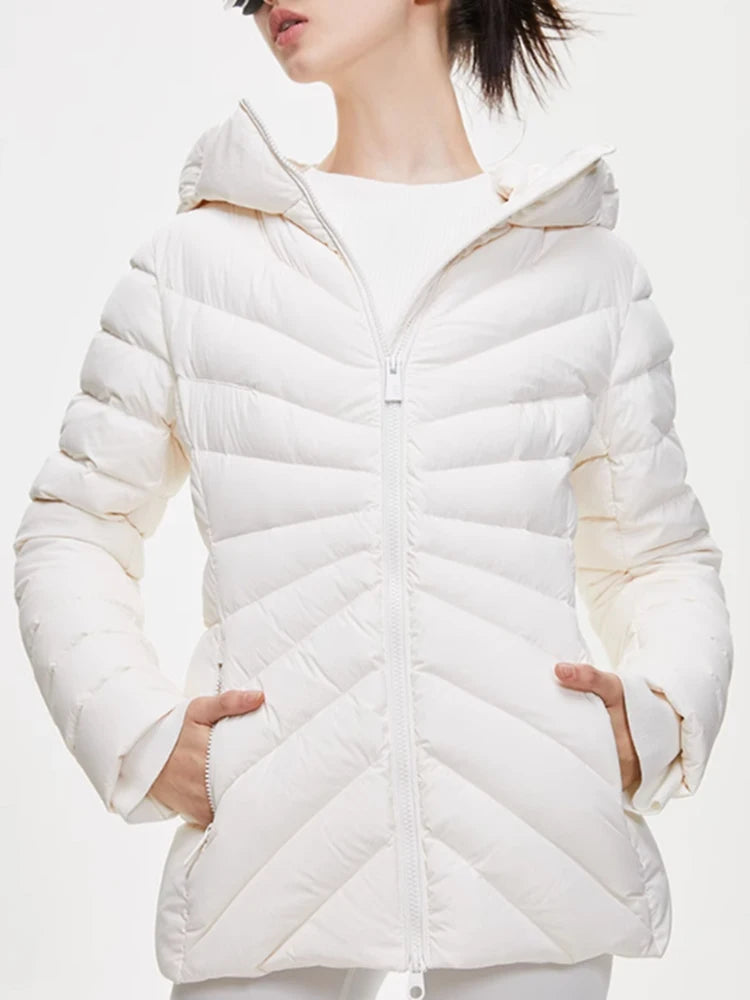 Autumn and winter  puffer coat long sleeved hooded zippered down jacket with high quality and low price