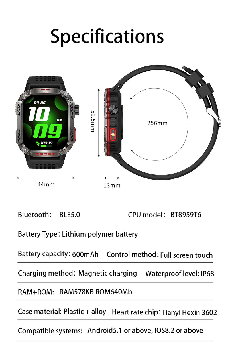 Reloj inteligente deportivo profesional para exteriores con GPS, nuevo reloj inteligente para hombre con control del ritmo cardíaco, llamadas por Bluetooth, resistente al agua hasta 3 ATM, para natación y fitness, 2024