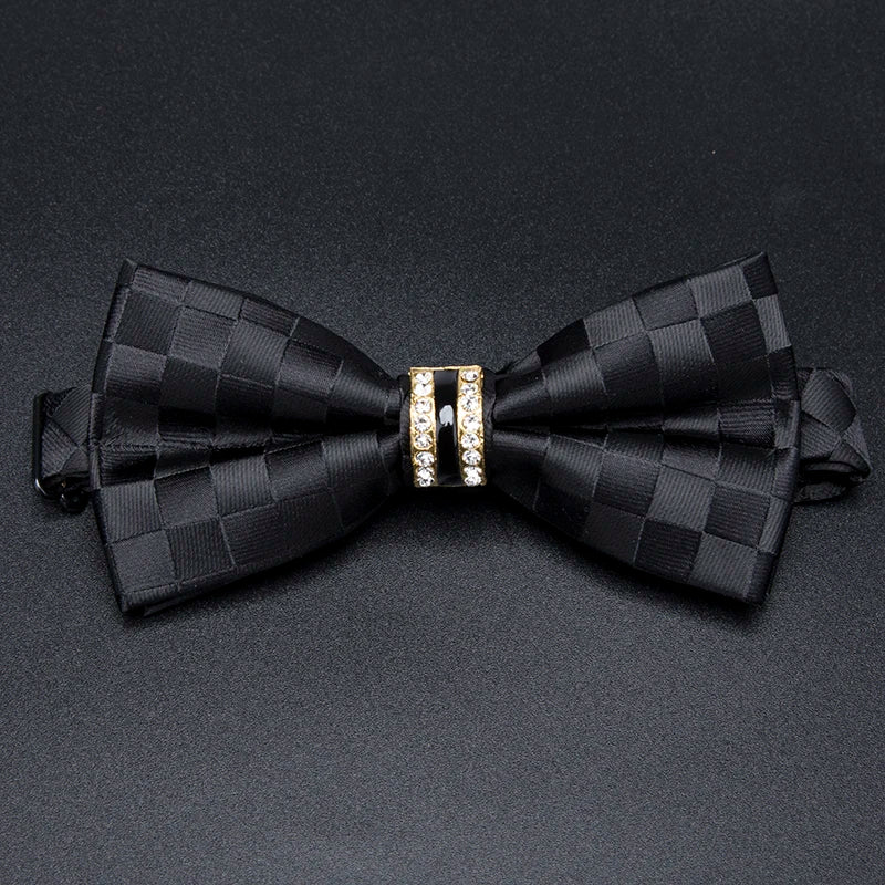 Men's Stripe Luxury Bowtie Necktie Formal Business Wedding Party Black Bow Tie Male Dress Shirt Accessories Gifts for Men Ties