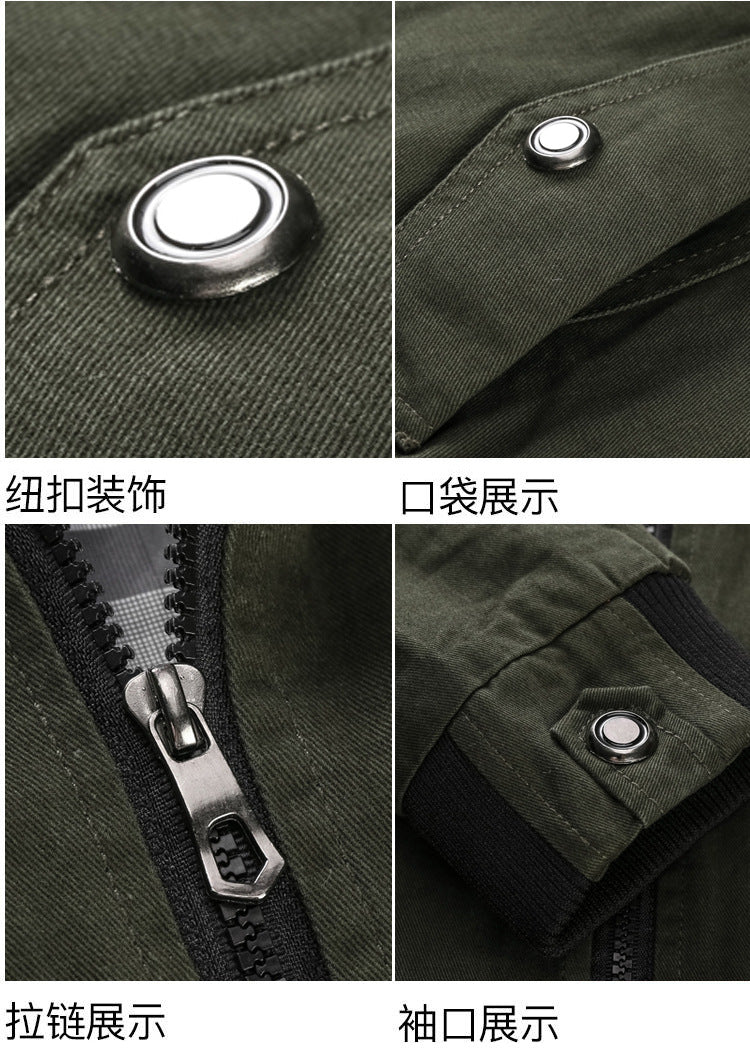 Casual solid color jacket, zippered pocket, stand up collar, oversized jacket, tough guy style, thin motorcycle top