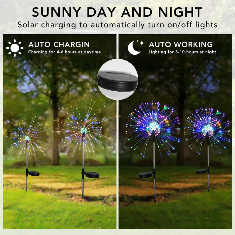 420LED Solar Firework Lights Outdoor IP65 Waterproof 300/200/60LED Solar Garden Flower Lights 1 Pack With 8 Lighting Modes Light