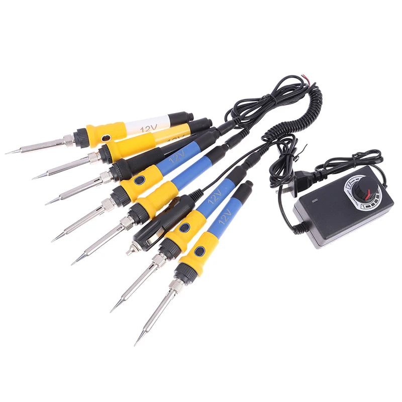 DC 12V Portable Soldering Iron Low-voltage Car Battery 60W Welding Rework Repair Tools Rubber Handle Rechargeable Soldering Iron