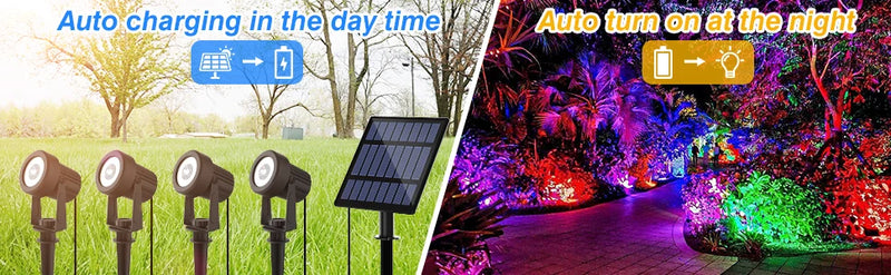 Foco solar RGB de 1/2/4/6 luces, IP65, resistente al agua, luz solar para jardín al aire libre, decoración para fiestas de Navidad y Halloween