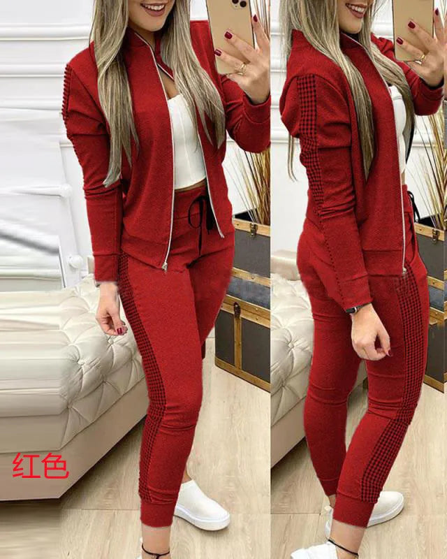 2024 Women Two Piece Set Outfits Autumn Women's Tracksuit Zipper Top Pants Casual Sport Suit Winter 2 Piece Woman Set