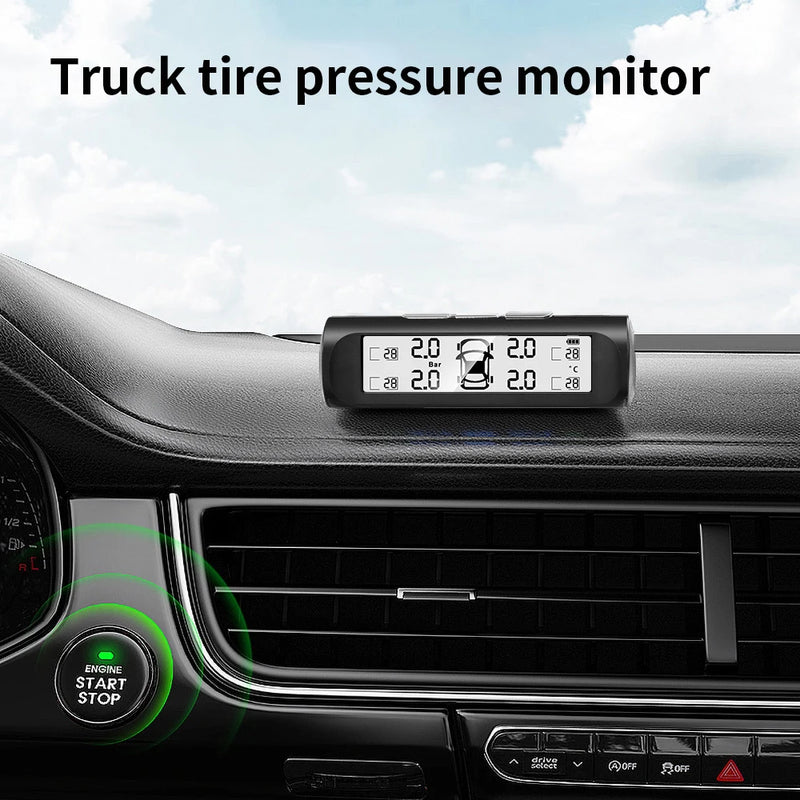 Solar Power Car Tire Pressure Alarm Digital Display Auto Smart TPMS Tyre Pressure Monitor System Temperature Warning Sensor