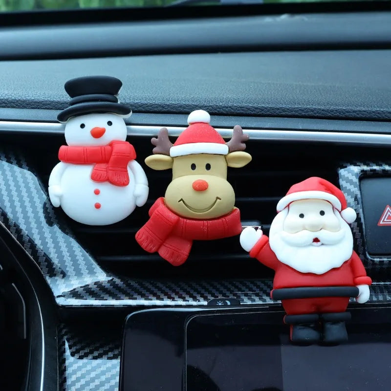 Clips aromáticos para salida de aire del coche, 3D, campana de alce de Papá Noel, resina, clip de aromaterapia, accesorios de decoración interior del coche