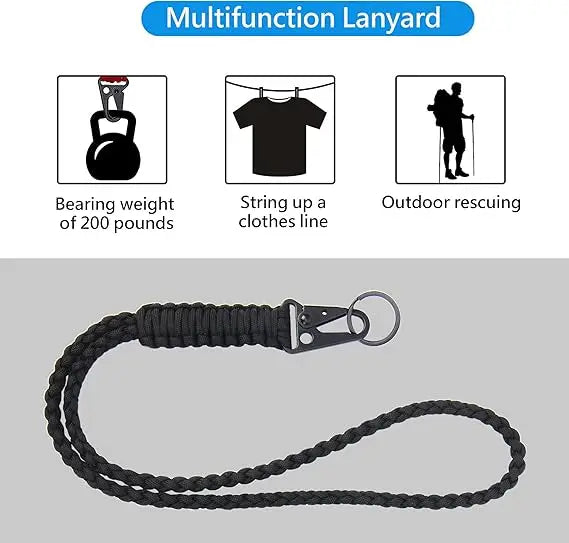 Cordón de paracaídas DIY, cinturón trenzado con hebilla de acero negro, cordón para teléfono móvil para acampar, andar en bicicleta, campo, supervivencia al aire libre, llavero