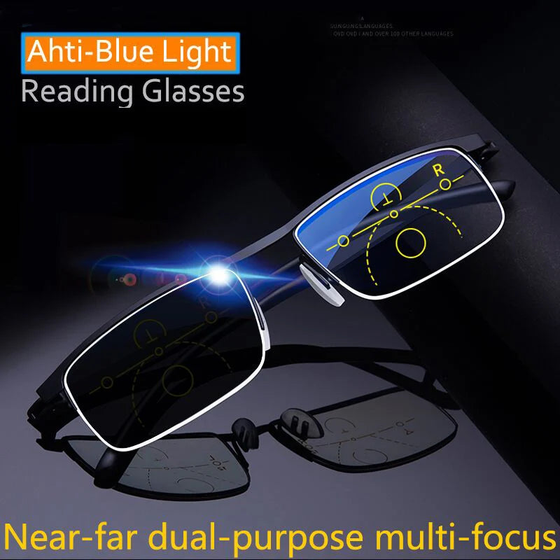 Gafas de lectura progresivas multifocales inteligentes para hombres y mujeres, de uso cercano y dual, con ajuste automático de luz azul