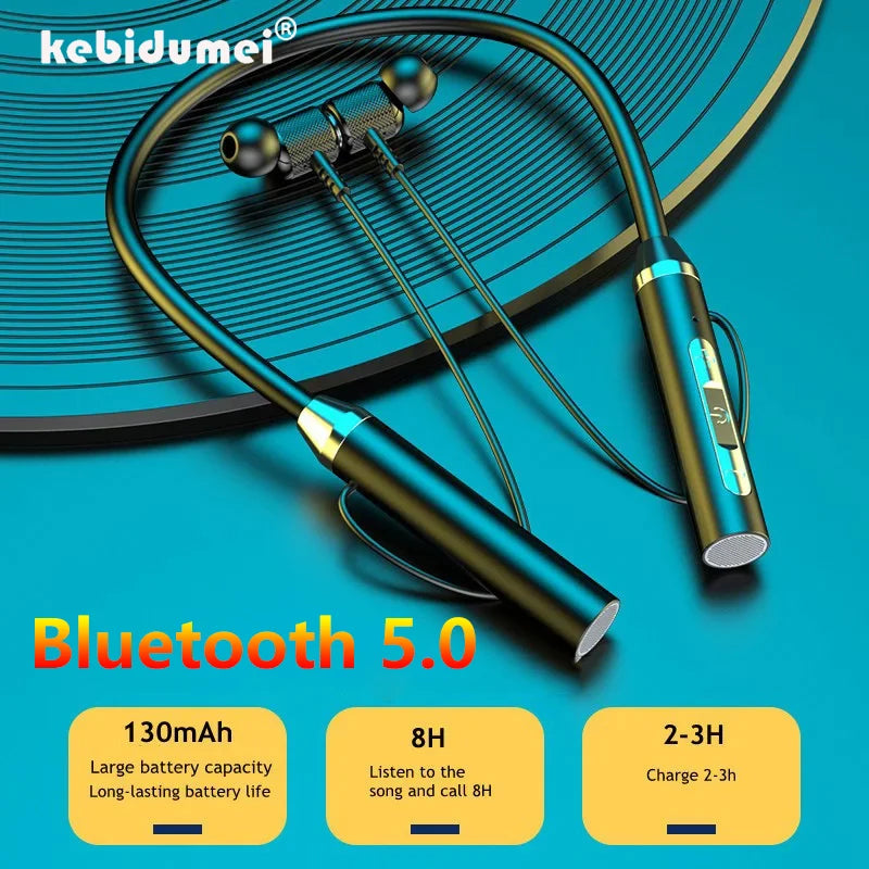 Auriculares inalámbricos Bluetooth 5.0, auriculares deportivos magnéticos con banda para el cuello, resistentes al agua, TWS, auriculares estéreo HiFi 9D para Xiaomi