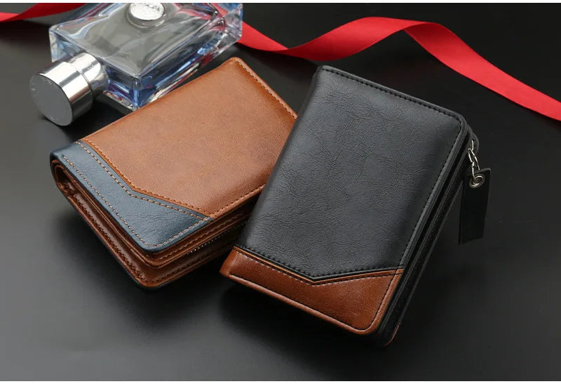 New Men's Wallet, Gentleman Retro Minimalist Multi Slot Billfold, Short Fashionable Youth Large Capacity Money Bag 12*9*3.5cm