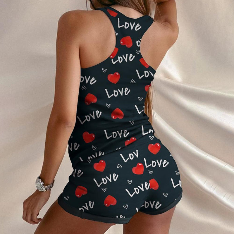 Tracksuit Pajama Sets Women Letter Design Drawstring Pajama Lounge Shorts Sets Female Summer Night Wear Suits