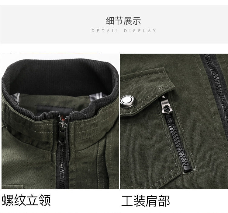 Casual solid color jacket, zippered pocket, stand up collar, oversized jacket, tough guy style, thin motorcycle top