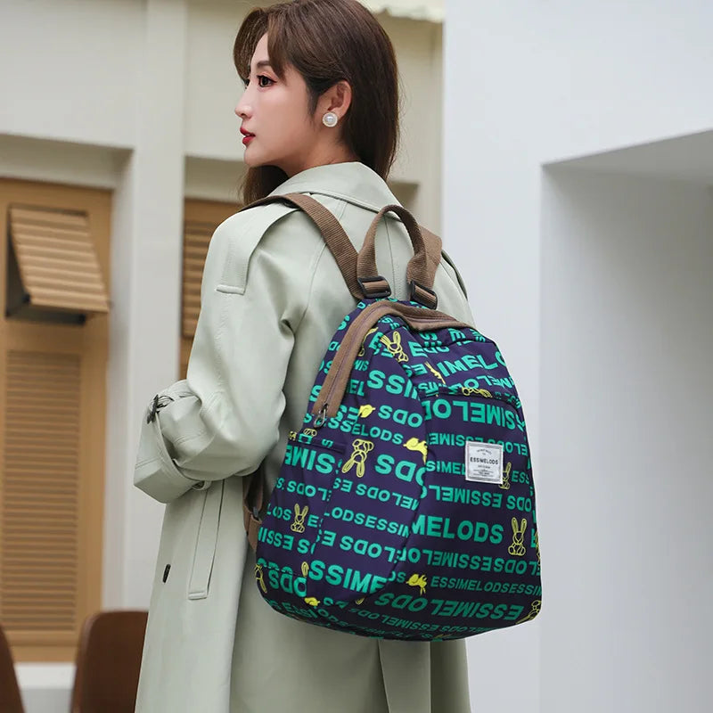 Large capacity fashion casual versatile women's backpack women's retro  trend student lightweight Korean backpack