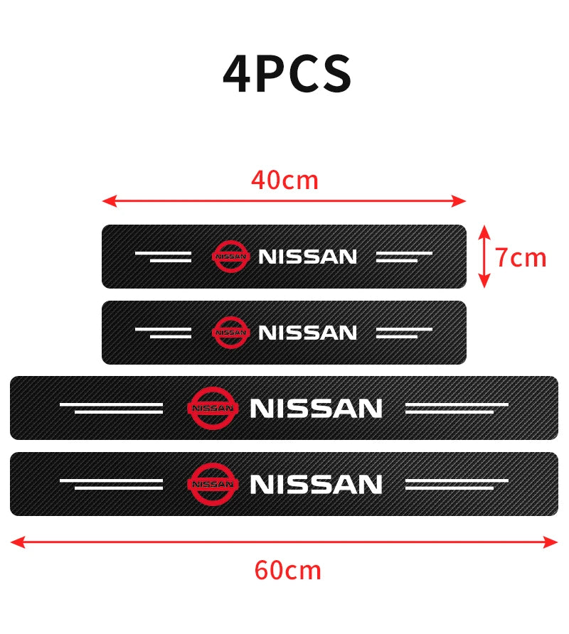 4 piezas de pegatinas protectoras de umbral de fibra de carbono para placa de puerta de coche para Nissan Qashqai Tiida j10 j11 2019, accesorios para automóviles