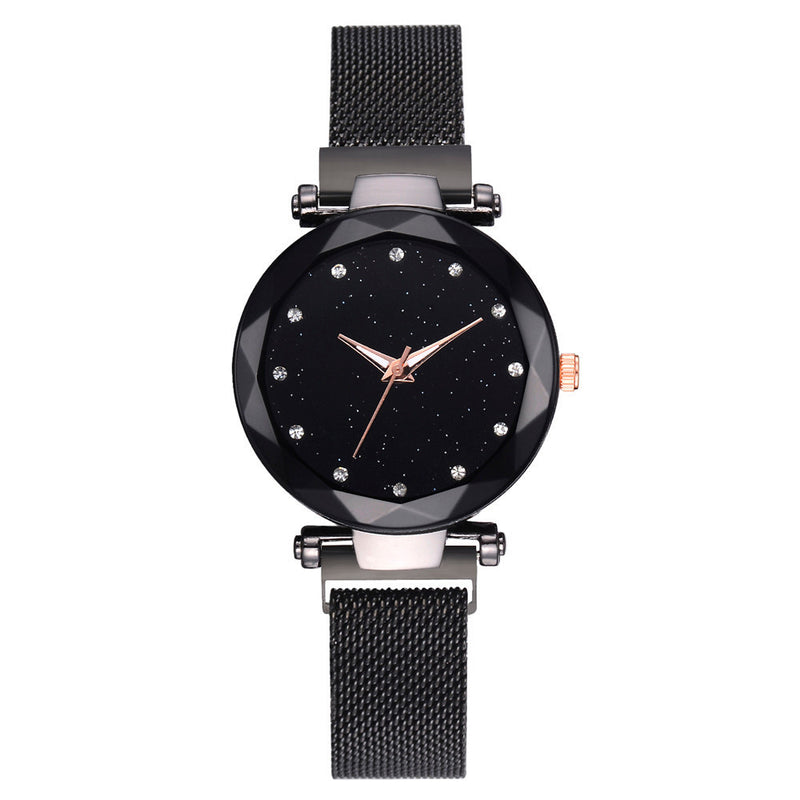 Relojes de lujo con cielo estrellado para mujer, pulsera de diamantes de imitación, reloj de cuarzo para mujer, reloj de pulsera con hebilla magnética de acero fino, reloj para mujer