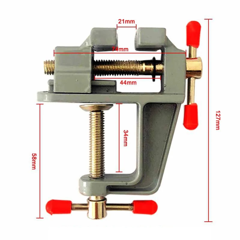 Mini tornillo de banco multifunción de 3,5" de aluminio, para manualidades de joyería, alicates planos para mesa