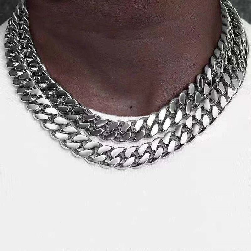 316 Stainless Steel Chain 3mm To 9mm Steel Cuban Men's Chain Stainless Steel Man Necklace Waterproof Jewelry Wholesale