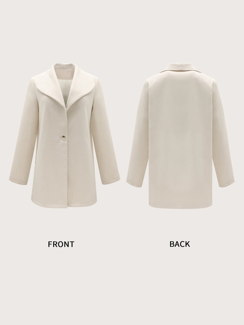 Autumn and winter European and American fashion jacket, collar, medium to long woolen coat, women's loose one button solid color