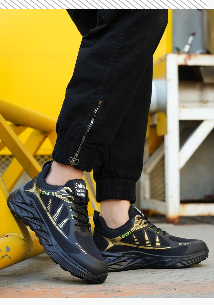 Waliantile - Nuevos zapatos de seguridad indestructibles para hombre, para construcción, botas de trabajo con punta de acero, antiaplastamiento, a prueba de perforaciones