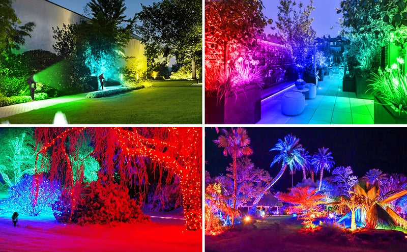 Foco solar RGB de 1/2/4/6 luces, IP65, resistente al agua, luz solar para jardín al aire libre, decoración para fiestas de Navidad y Halloween