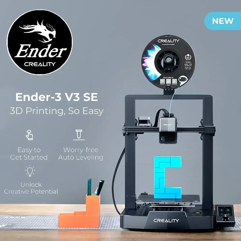 Impresora 3D Creality Ender 3 V3 SE/KE, 250 mm/s-500 mm/s, extrusor directo, carga automática de filamento, CR Touch, nivelación automática silenciosa, doble eje