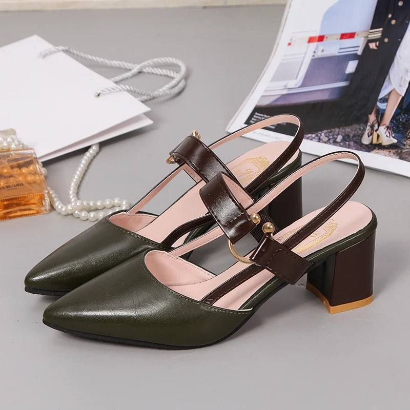 Elegant Women's Sandals Summer Casual Classic Office Chunky Heel Wedding Shoes Women Plus Pumps Shoes