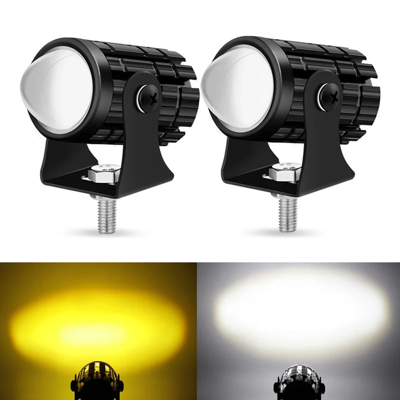 Proyector de faros LED Explorers para motocicletas superbrillantes con lente ojo de pez, faros LED antiniebla auxiliares para motocicletas