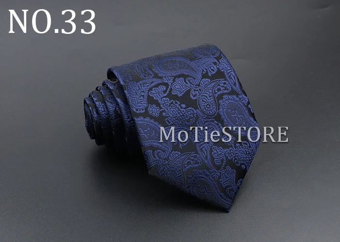 Men's Fashion Tie 8cm Blue Necktie Classic Plaid Striped Neck Tie Paisley Floral Neckties Daily Wear Cravat Wedding Party Gift