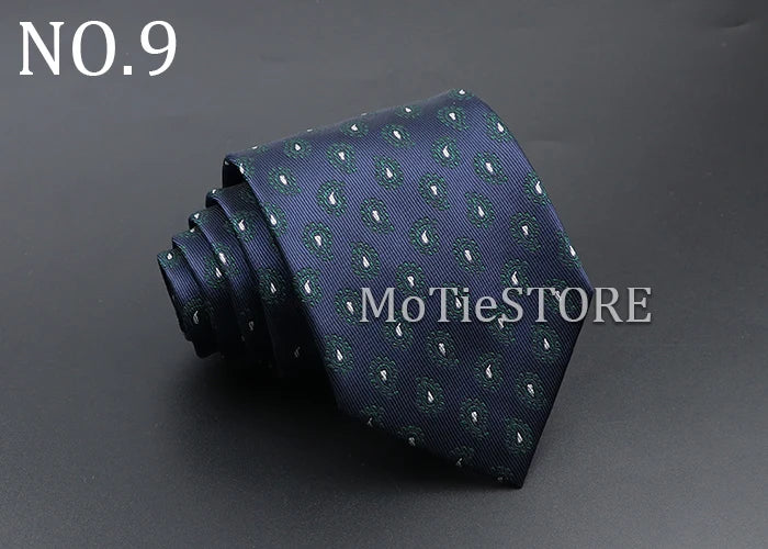 Men's Fashion Tie 8cm Blue Necktie Classic Plaid Striped Neck Tie Paisley Floral Neckties Daily Wear Cravat Wedding Party Gift